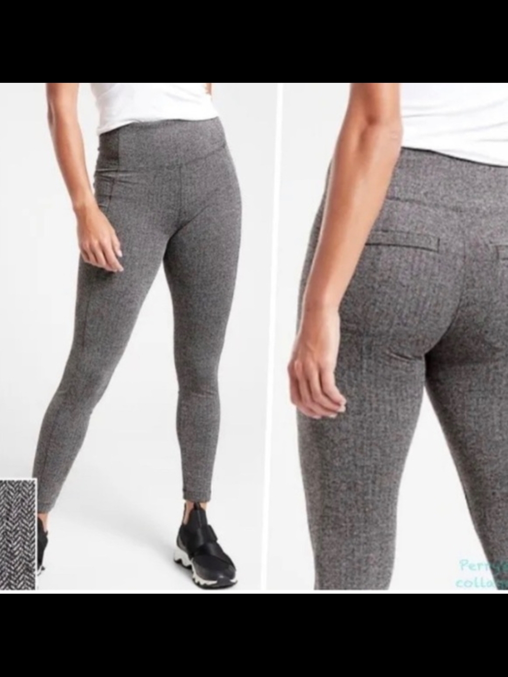 Athleta Gray Herringbone High-Rise Leggings: Dusty Brownish Wine